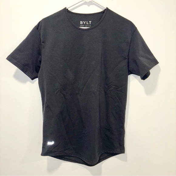 BYLT Premium Basics Drop Cut Lux Short Sleeve Black T-Shirt  Casual Athleisure - Picture 1 of 8